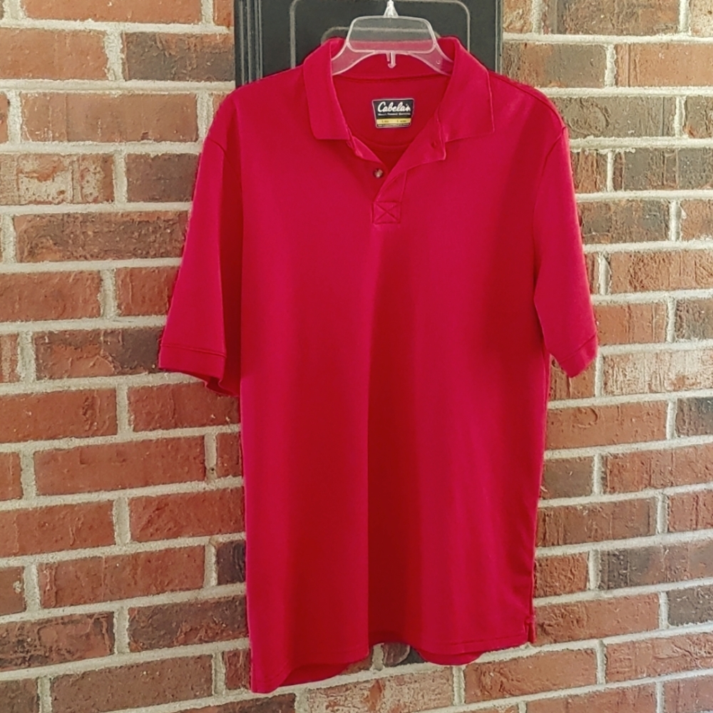 Cabela's Men's Red Short Sleeve Polo Size L